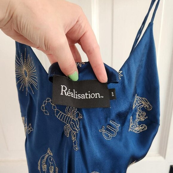 Réalisation Par Blue and Gold Zodiac Silk Slip Dress - Picture 6 of 6